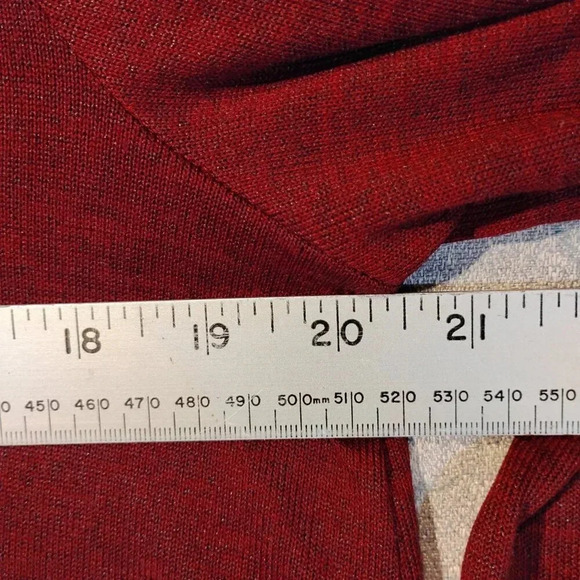 Women's  Burgundy Long Sleeve Blouse w/Detachable Fringed Scarf CK MEASUREMENTS - Picture 9 of 10